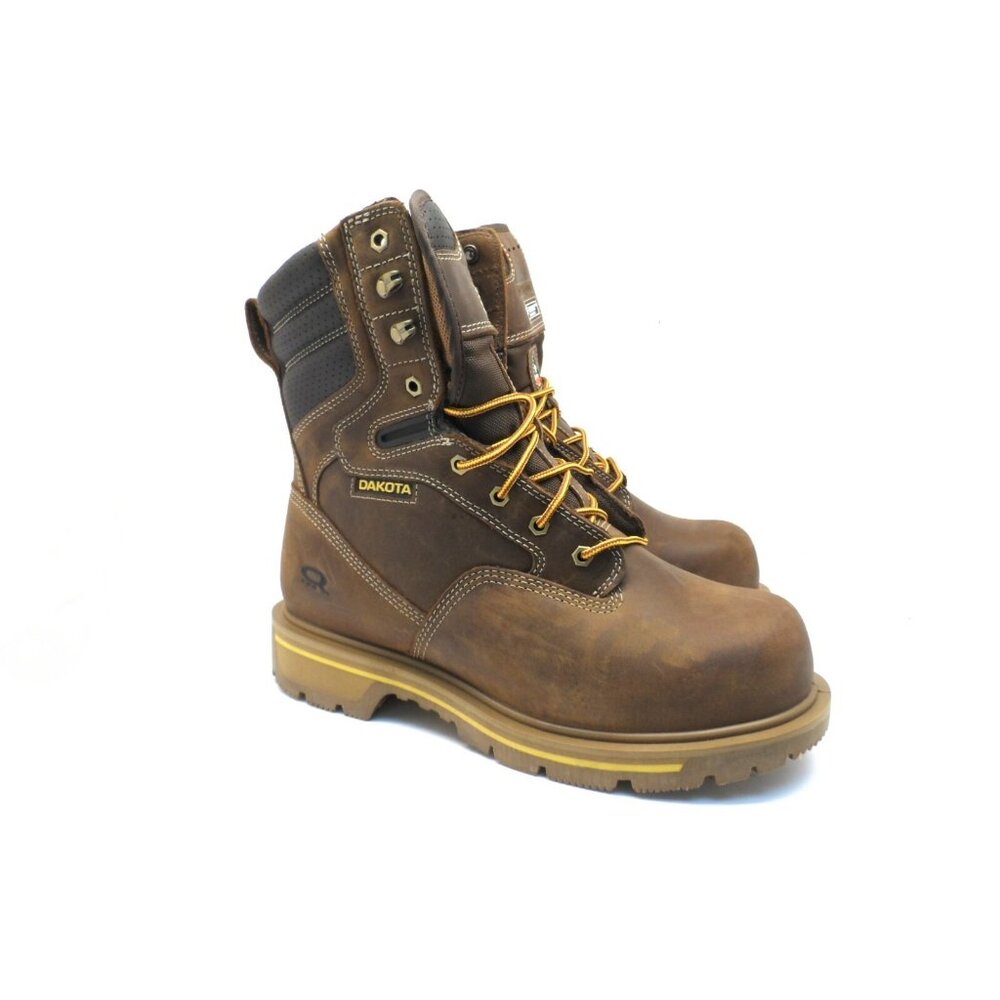 DAKOTA Mens 8'' 517 Quad Comfort Steel Toe Composite Plate Work Boot Brown 11W